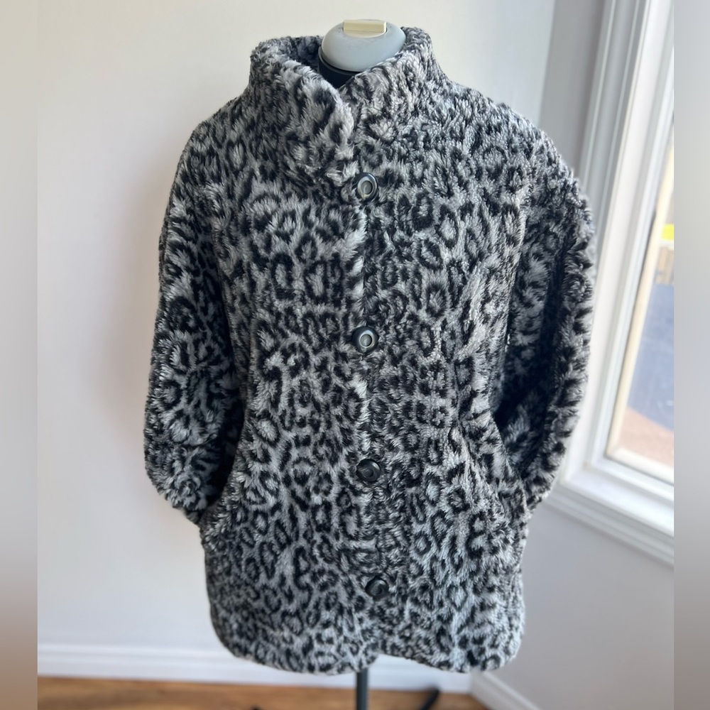 Vintage Teddy Cheetah Print Coat Jacket Made in Canada  Grunge Timeless